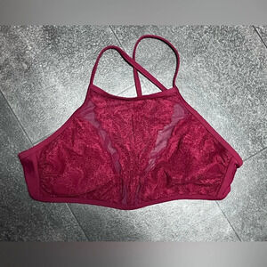 Xhilration Maroon High Neck Bikini Top